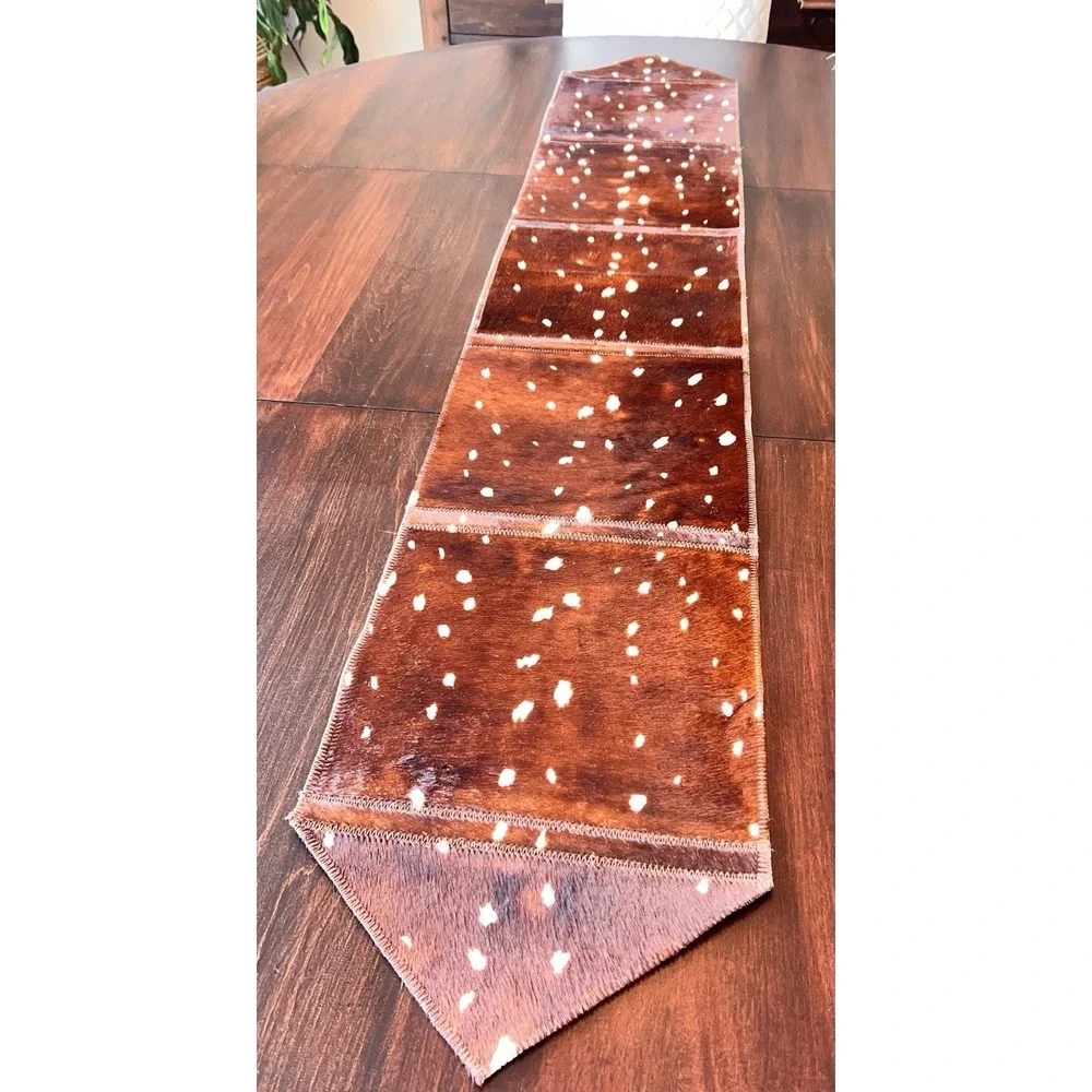 Luxury Cowhide Hair On Hide Leather Table Runner Made In Brazil, NWT